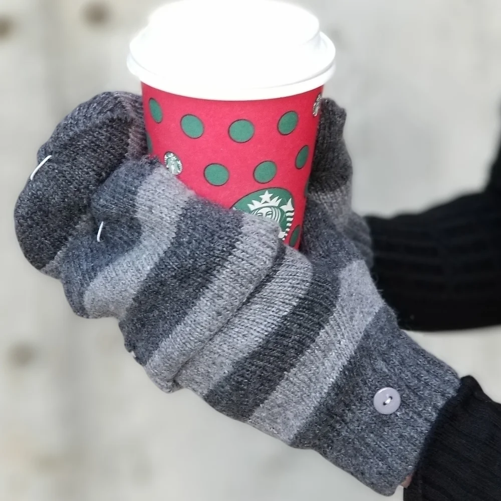 Black or Gray Fingerless Mittens / Gloves
